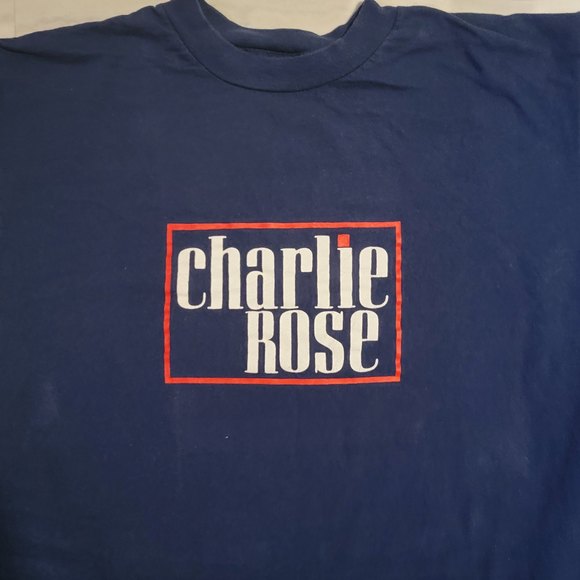 Vintage Oneita Power-T Blue Charlie Rose Single Stitched T-Shirt XXL - Picture 2 of 10